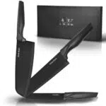 A K Anka style Juego de 3 Cuchillos de Cocina Premium - Set Cuchillos Cocina con Hoja de Acero Inoxidable y Mango Ergonómico - Set Cuchillos cocina profesional Color Negro con Estuche de Regalo