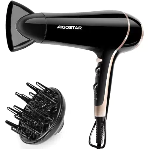 Aigostar Secador de Pelo Profesional 2400W Secador Iónico 2 Velocidades y 3 Temperaturas Incluye Difusor y Boquilla Concentradora de Calor - Lora
