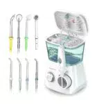 Aquapik 100, Irrigador Dental y Nasal Profesional. 8 Boquillas multifuncionales. 10 Niveles de Potencia. Capacidad 600 ml. Recomendado por dentistas. Cuida tus Implantes y Ortodoncia. Irrigador Bucal