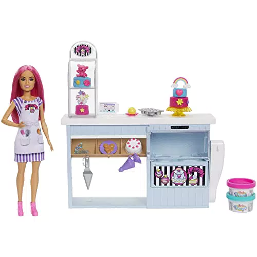 Barbie y su Pastelería Muñeca pelo fantasía con tienda