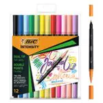 BIC Intensity Dual Tip Rotuladores de Colores Clásicos y Pastel con Punta Fina y Punta de Pincel Flexible - Colores Surtidos