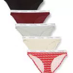 Calvin Klein 5pk Bragas de Bikini, Twn PRT/Cne STRP Rge/Blk/PYT/Gr Htr