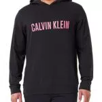 Calvin Klein Hombre Hoodie L/S con capucha, Black W/ Fuchsia Rose
