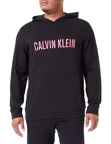 Calvin Klein Hombre Hoodie L/S con capucha, Black W/ Fuchsia Rose