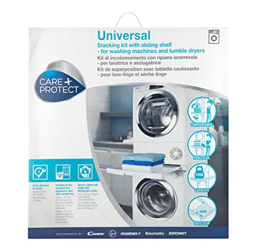 CARE + PROTECT Kit de Unión Universal para Lavadoras y Secadoras con Estante Deslizante