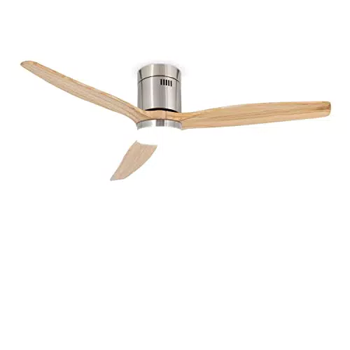 CREATE / WINDCALM DC/Ventilador de Techo Níquel Aspas Madera Natural con Luz/Silencioso