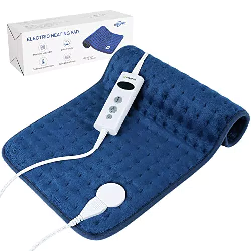 DISUPPO Almohadilla Térmica Eléctrica 30x60cm, Manta Electrica Lumbar con 10 Niveles de Calentamiento para Atrás