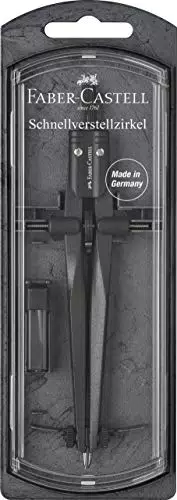 Faber-Castell 174530 - Compás Stream 2019, piedra negra. Para circunferencias de hasta 340 mm de Ø. Incluye piezas y minas de recambio