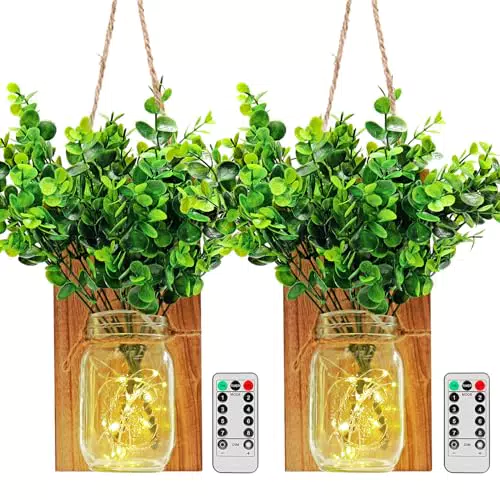 GuKKK Tarro de masón lámpara de pared, Apliques Tarro de Masón con tira LED