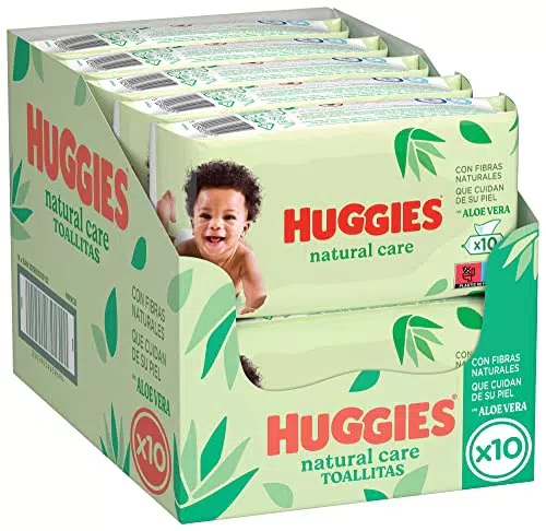 Huggies Toallitas Natural Care para Bebé, 99% Agua y con Aloe Vera