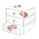 iDesign Organizador de maquillaje con 3 cajones, compacta minicómoda de plástico