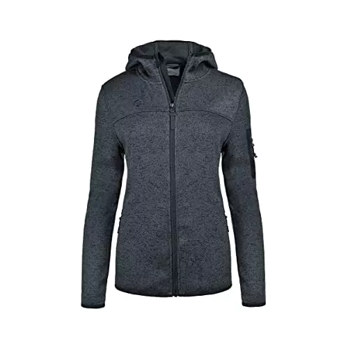 Izas - Chaqueta Polar para Mujer - Chaqueta con Cierre y Bolsillos de Cremallera - Chaqueta Térmica de Capucha de Rápido Secado - Ideal para Actividades al Aire Libre - Alder Gris Oscuro -