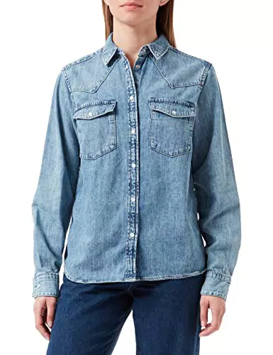 JJXX Jxsophi LS Noos-Camiseta Vaquera Blusa, Mezclilla De Color Azul Claro