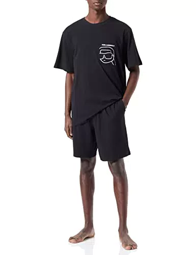 KARL LAGERFELD Hombre Conjunto de pantalón corto y camiseta Ikonik 2.0 Negro