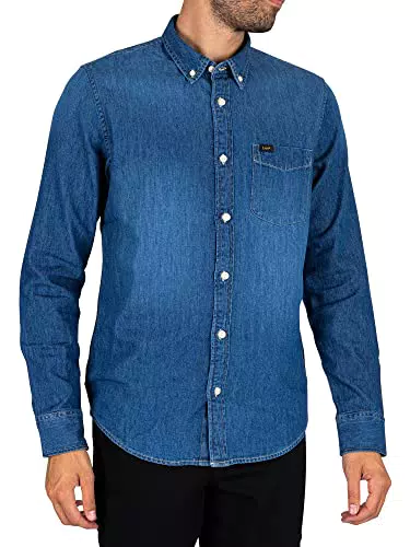 Lee Lee Button Down Camiseta, Tide Blue, S para Hombre