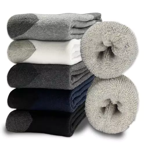 MOSOTECH Calcetines Termicos Hombre de Invierno Gruesos y Suaves Calcetines de Lana Botas Pack de 5 para Regalos Hombres