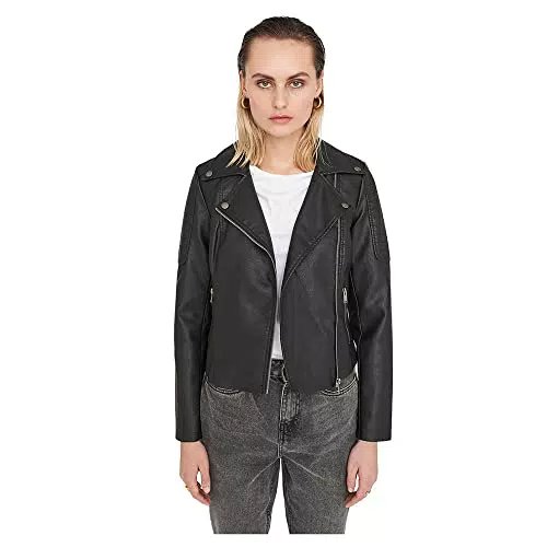 NAME IT Nmrebel L/s PU Jacket-Noos Chaqueta, Negro, 42 para Mujer