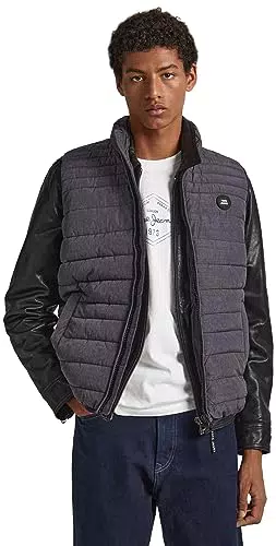 Pepe Jeans Balle Gillet Puffer Gilet, Gris, S para Hombre
