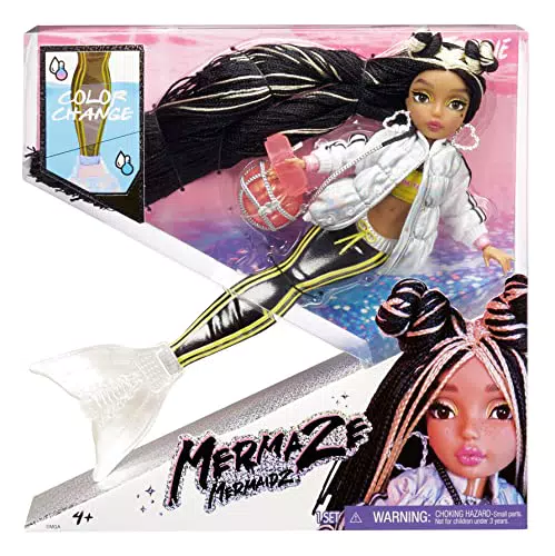 RAINBOW HIGH MERMAZE MERMAIDZ - JORDIE - Muñeca de Moda Sirena con Cola Que Cambia de Color en Agua Helada y Tibia y Pelo Rubio/Negro - con Vestido y Accesorios - Articulada - Coleccionable - 4+ años
