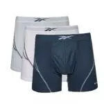 REEBOK Calzoncillos de Hombre Blanco/Gris/Steel con Cintura de Nailon y tecnología Que Absorbe la Humedad para Mayor Comodidad