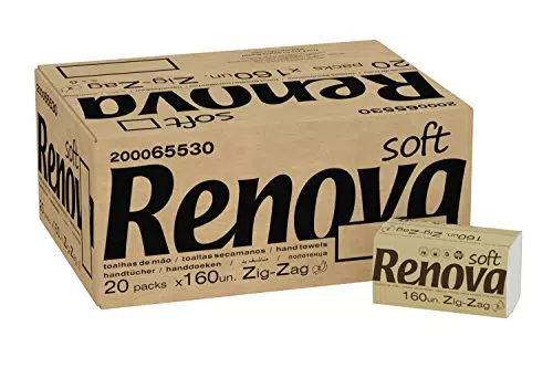 Renova Toallas Secamanos Zig-Zag, 20 Paquetes de 160 Unidades
