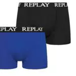 REPLAY Boxer Style 01/C Basic Cuff Logo 2pcs Box, Turquesa/Negro