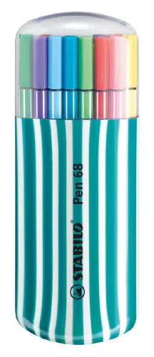 Rotulador stabilo punta de fibra pen 68 zebrui turquesa estuche de 20 unidades colores surtidos
