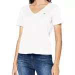 Tommy Jeans Tjw Slim Jersey V Neck Camiseta, Blanco