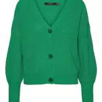 Vero Moda Vmlea LS V-Neck Cuff Cardigan Noos, Verde Brillante