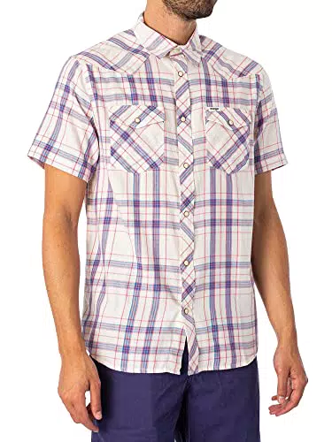 Wrangler Camiseta SS Western, Worn White, S para Hombre