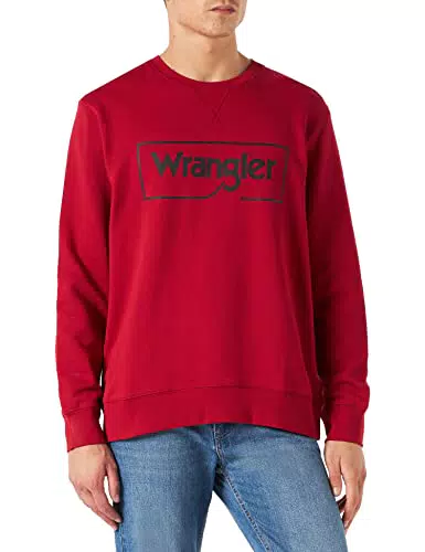 Wrangler Frame Logo Crew Sudadera, Rojo, XXL Plus para Hombre
