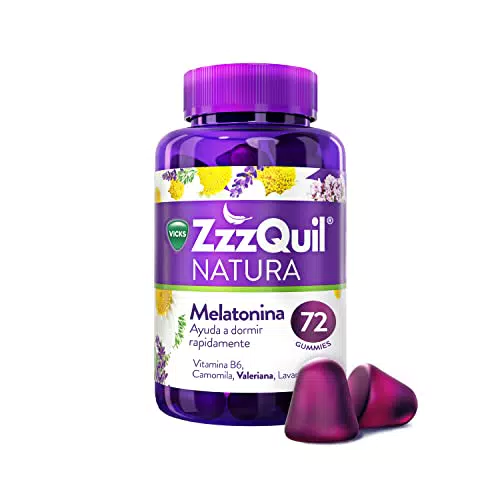ZzzQuil Natura, Melatonina, Pastillas Para Dormir de Melatonina pura y Extractos de Valeriana
