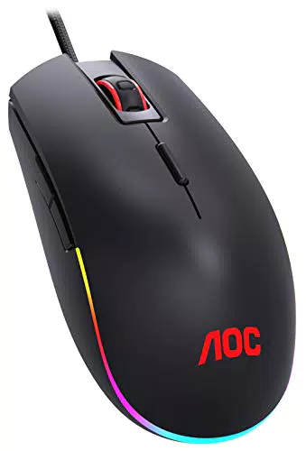 AOC GM500 - Ratón gaming - RGB 16, 8 personalizable - 1ms tasa de respuesta - 5000PPP - 20G aceleración