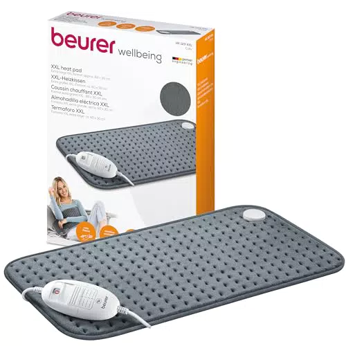 Beurer HK 123 Almohadilla eléctrica, esterilla térmica suave con 3 ajustes de temperatura y desconexión automática