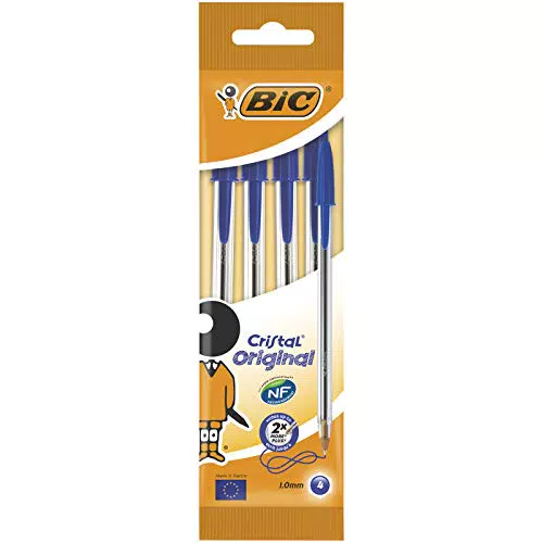BiC Cristal medium - Bolígrafo de punta redonda, color azul