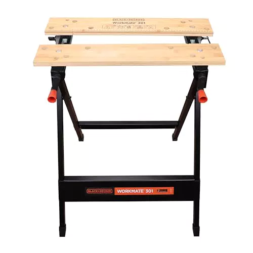 BLACK+DECKER WM301 Banco de Trabajo Workmate Bambú y Acero Diseño Compacto