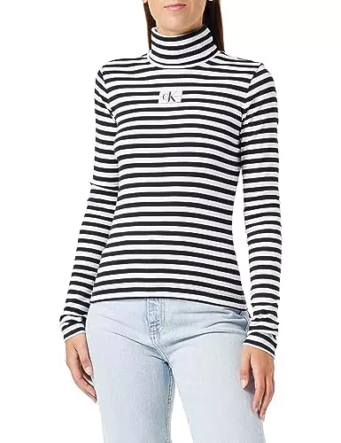 Calvin Klein Jeans Cuello Enrollado a Rayas Otras Camisetas de Punto