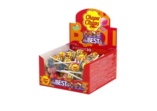 Chupa Chups Original, Caramelo con Palo de Sabores Variados
