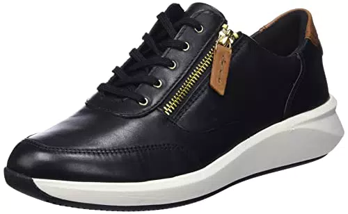 Clarks Un Rio Zip Leather, Zapatillas Mujer, Black Leather