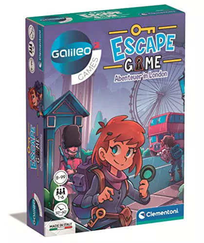 Clementoni 59269 Escape Game Aventuras en Londres, emocionante Juego de Mesa para romperse la Cabeza y descifrar Enigmas