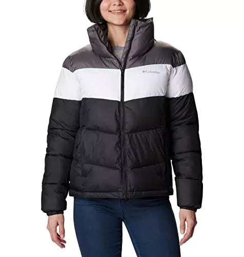 Columbia Mujer Chaqueta Acolchada, Black, White, City Grey