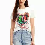 Desigual TS_Mickey Arty Camiseta, Blanco, S para Mujer