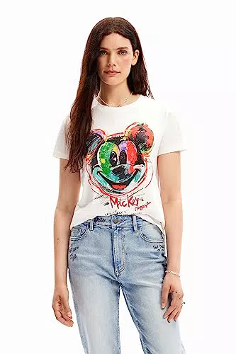 Desigual TS_Mickey Arty Camiseta, Blanco, S para Mujer