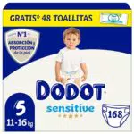 Dodot Pañales Bebé Sensitive Talla 2, 240 Pañales + 1 Pack de 40 Toallitas Gratis Cuidado Total Aqua