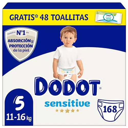Dodot Pañales Bebé Sensitive Talla 2, 240 Pañales + 1 Pack de 40 Toallitas Gratis Cuidado Total Aqua
