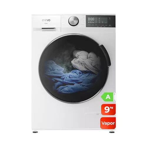 EVVO Lavadora 9kg, Vapor, Motor Inverter, Bajo consumo