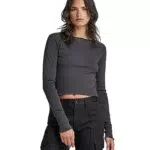 G-Star RAW Cropped baby sis raglan r t ls wmn, Tops para Mujer