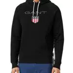 Gant Shield Hoodie Capucha, Black, S para Hombre
