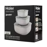 Haier HAGSM4080 Juego de Tres Recipientes Herméticos para Alimentos