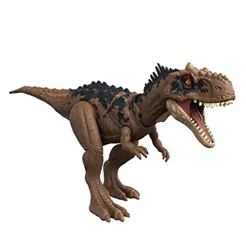 Jurassic World Rajasaurus Ruge y Golpea, dinosaurio de juguete con movimientos y sonidos